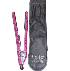Bella Beauty pink cheetah print hair straightener flat iron